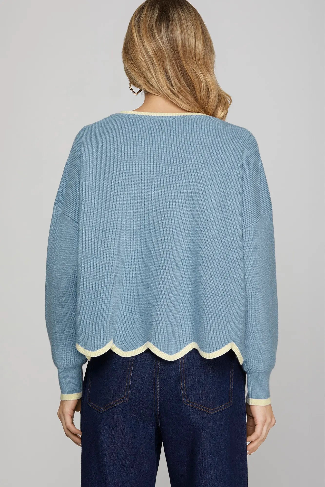 Scalloped Sweater Top
