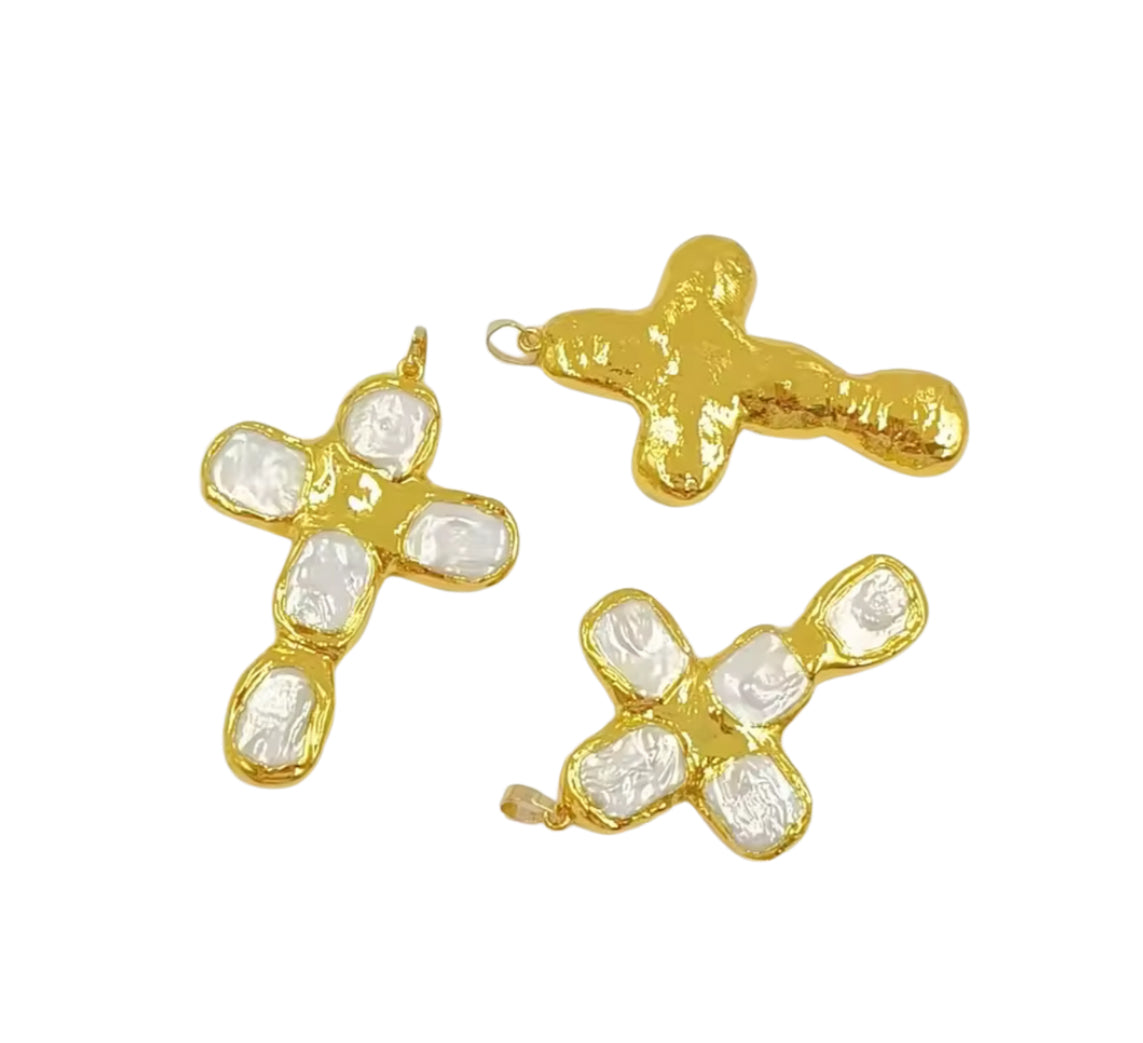 Large Freshwater Pearl Cross Pendant