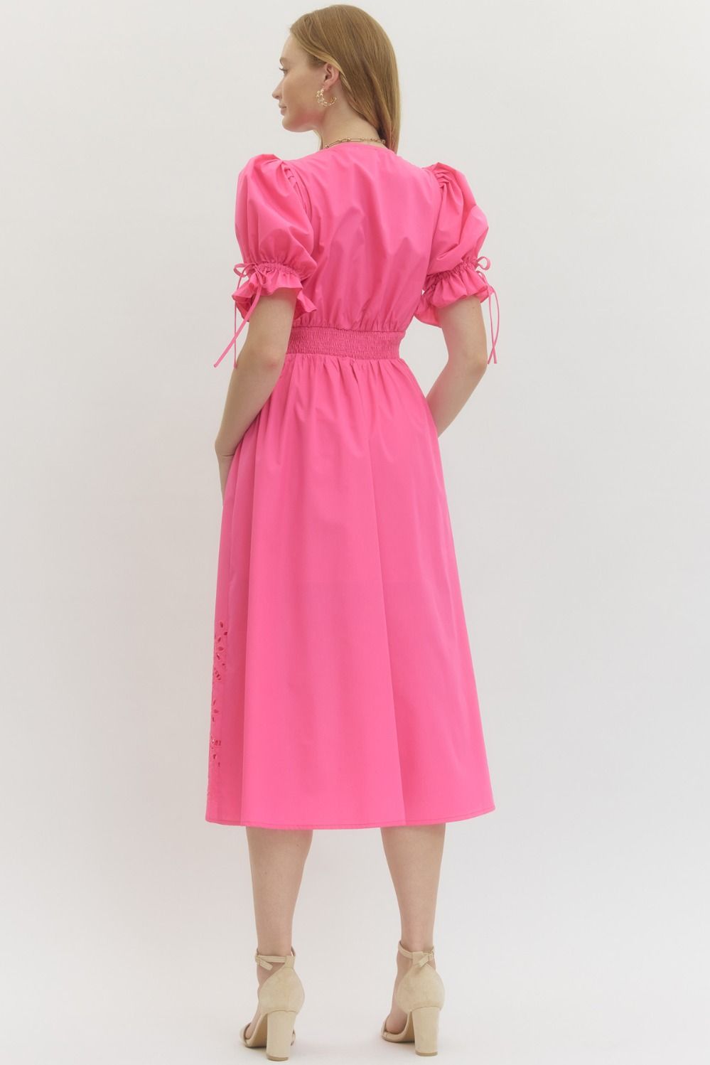 Eyelet Detail Midi Dress