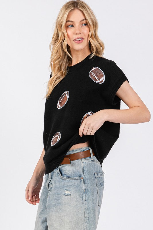 Football Patch Sweater Top