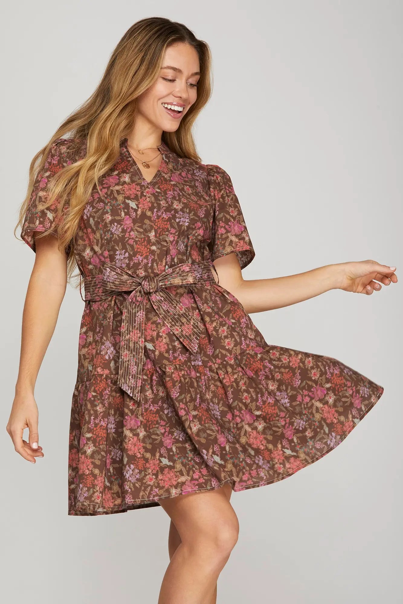 Woven Floral Mini Dress