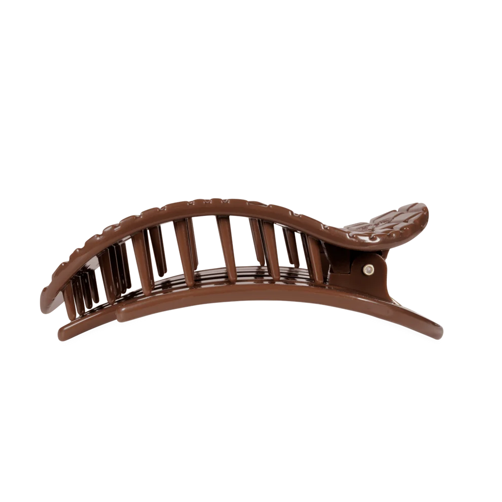 Crocodile Large Flat Round Hair Clip-Brown