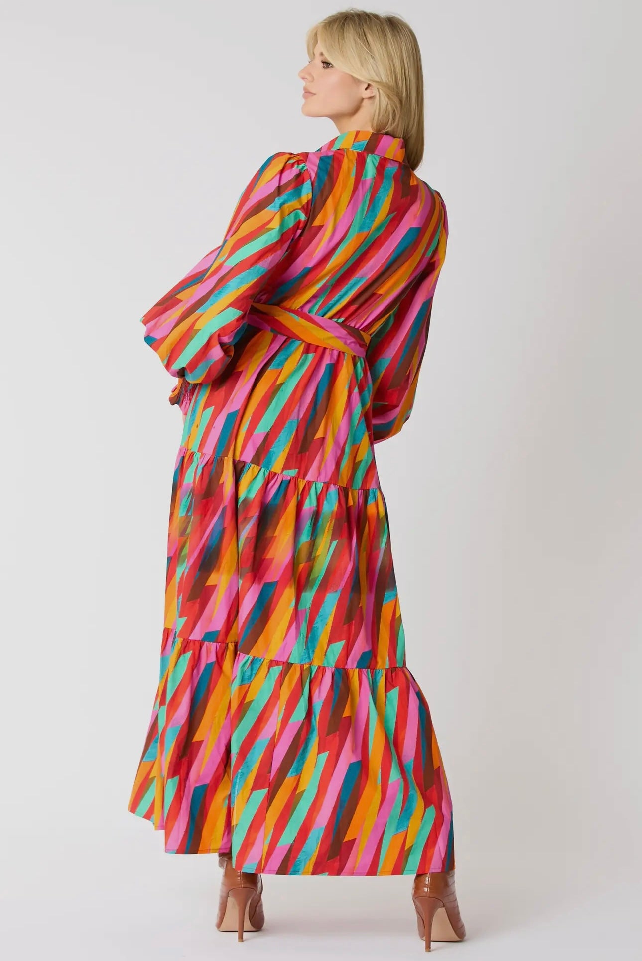 Geometric Print Button Down Maxi