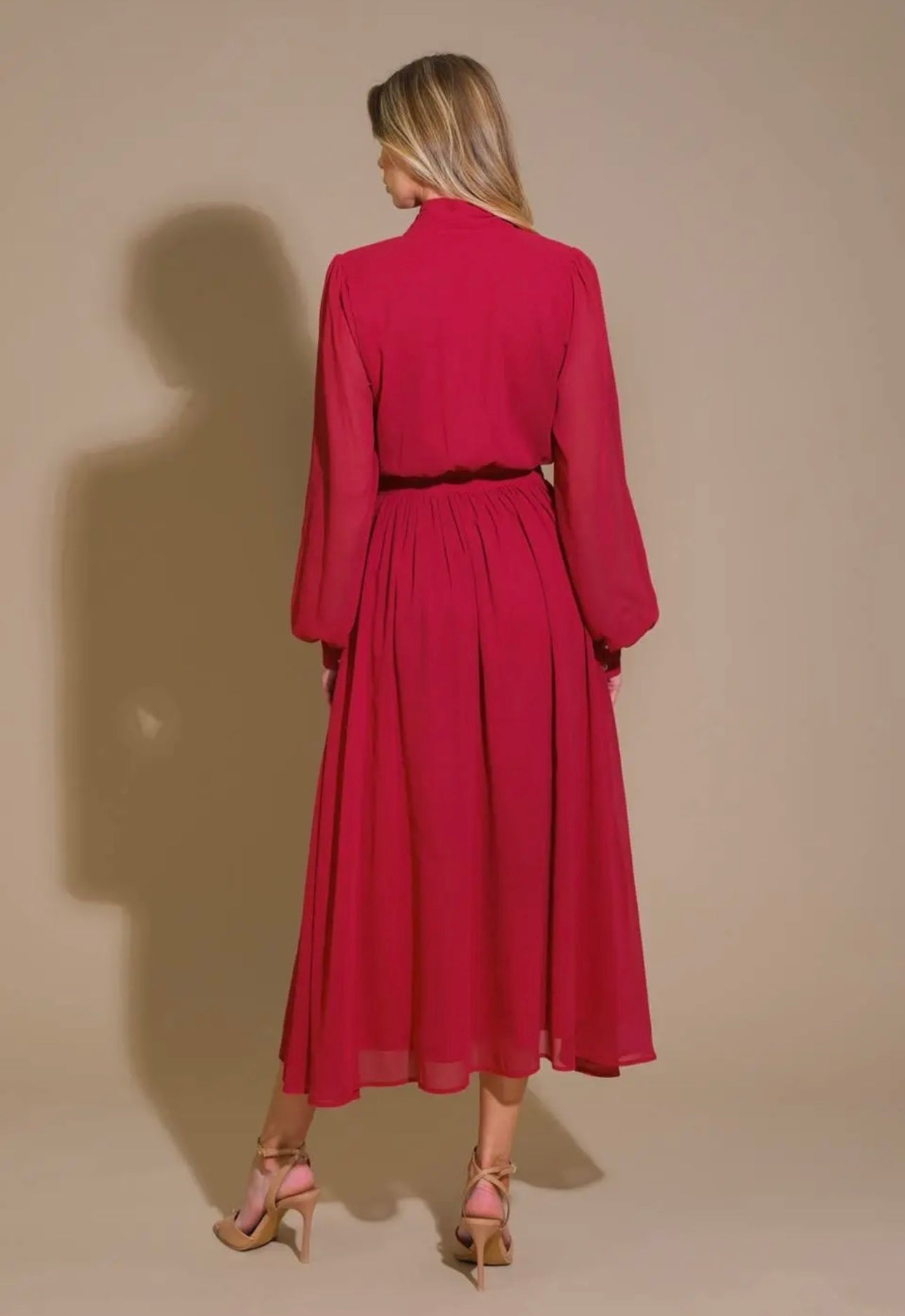 Solid Woven Midi Dress