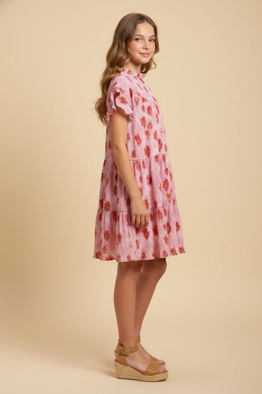 Hayden Girls Textured Floral Dress