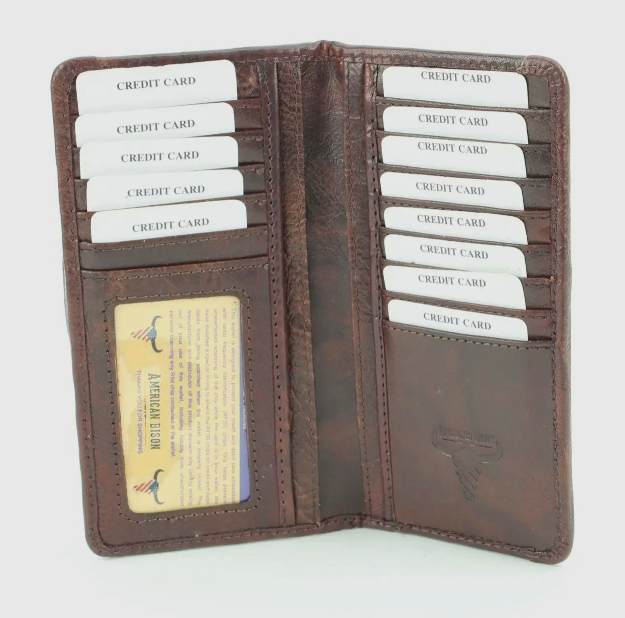Large Leather Bi Fold Western Wallet