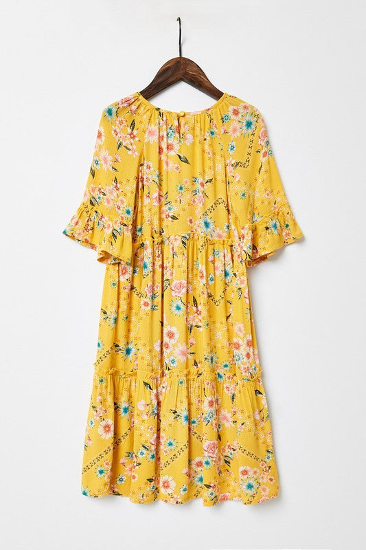 Girls Floral Tie-Strap Dress