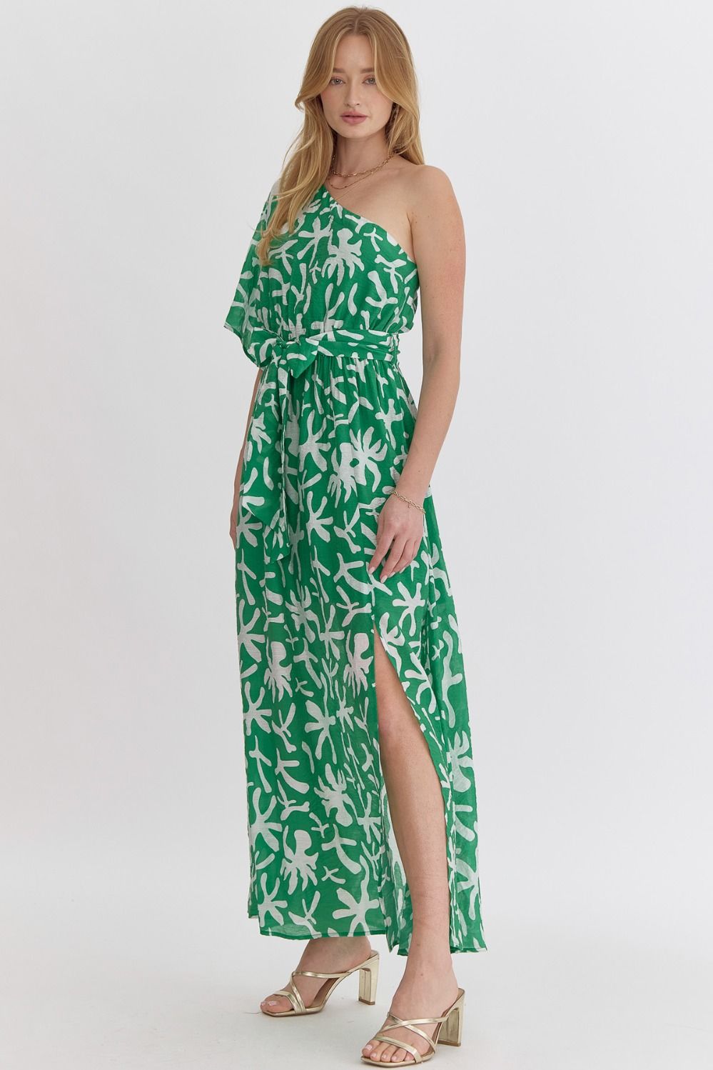 Printed One Shoulder Maxi Dress