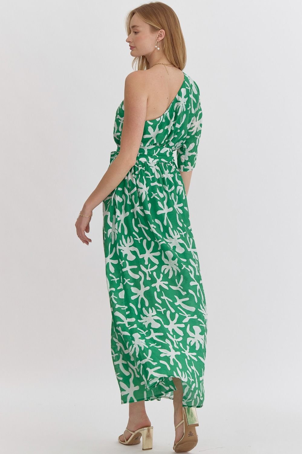 Printed One Shoulder Maxi Dress