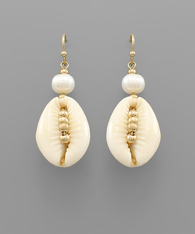 Cowry Shell & Pearl Earrings