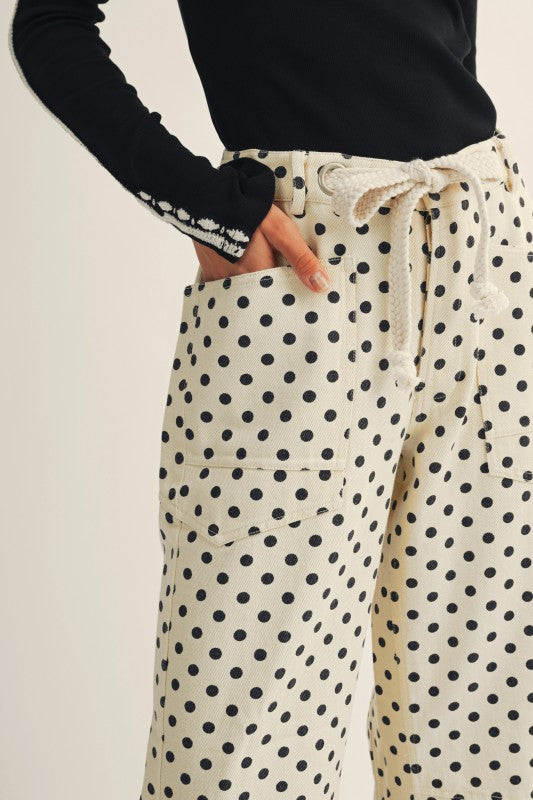 Polka Dots String Barrel Pants