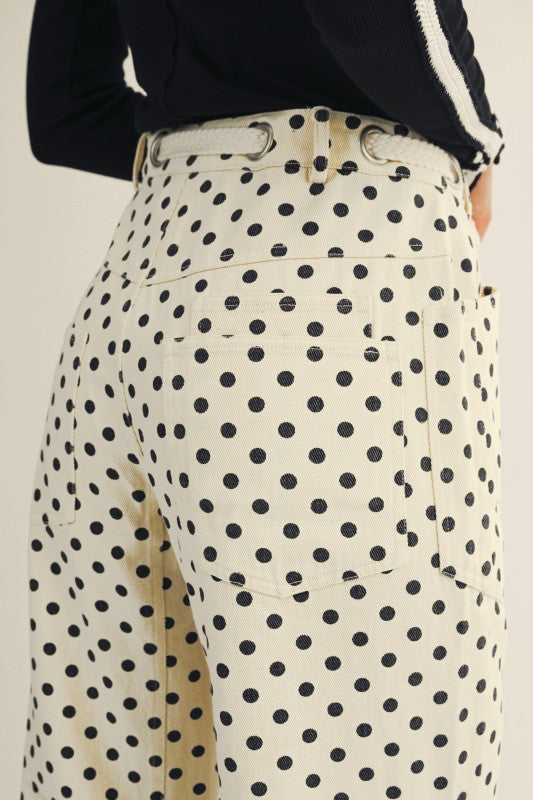 Polka Dots String Barrel Pants
