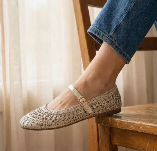 Susan Woven Designed Mary Jane Flat