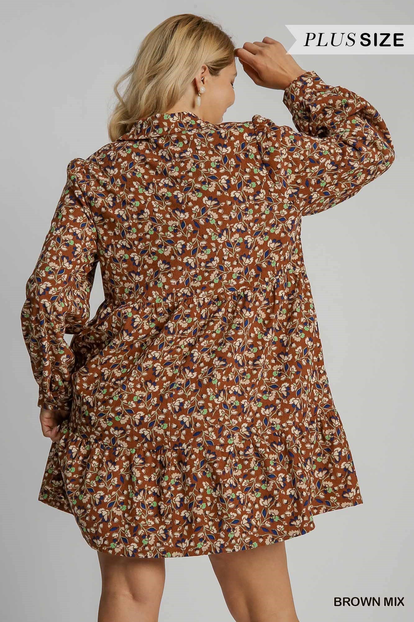 Floral Print Corduroy Dress