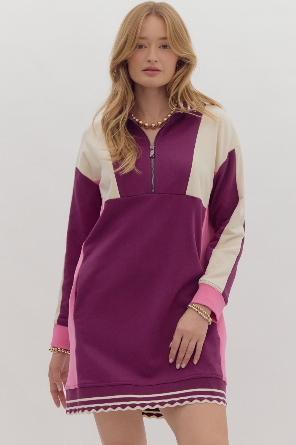 Colorblock Collared Mini Dress