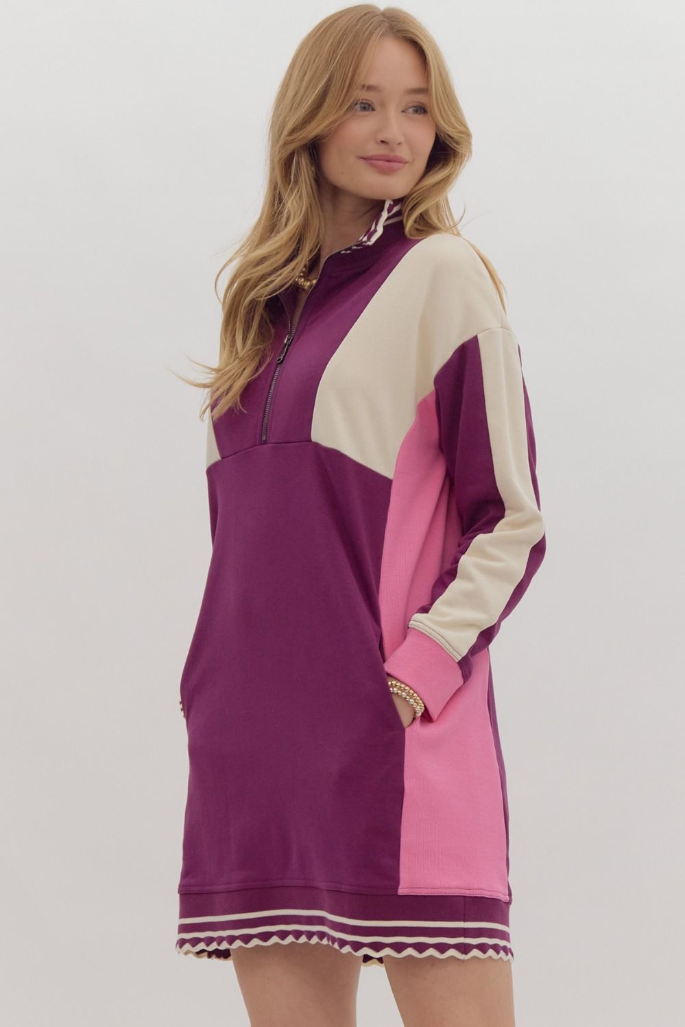 Colorblock Collared Mini Dress