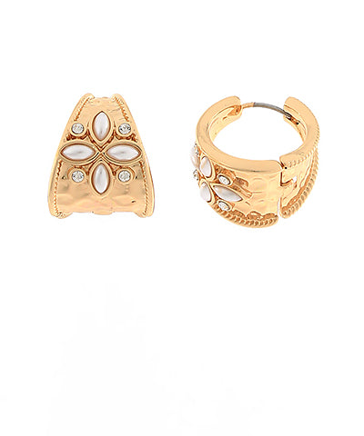 Flower Pattern Chunky Ring Hoops