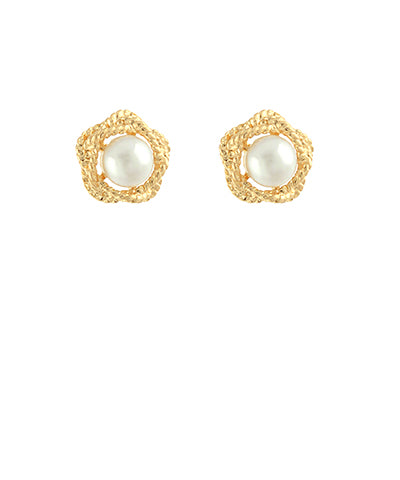 Flower Pearl Stud Earrings