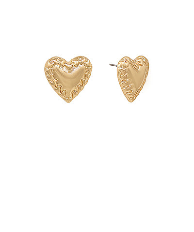 Textured Heart Stud Earrings