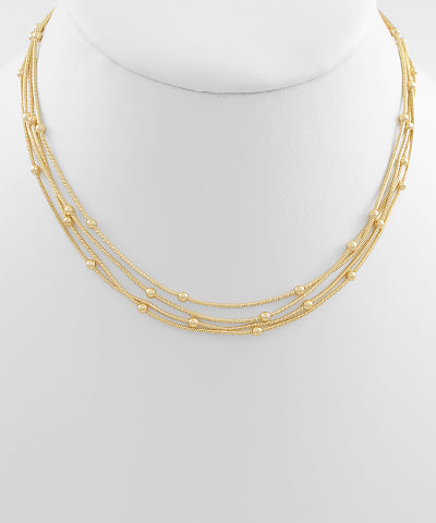 Multi Layer Snake Chain Ball Necklace