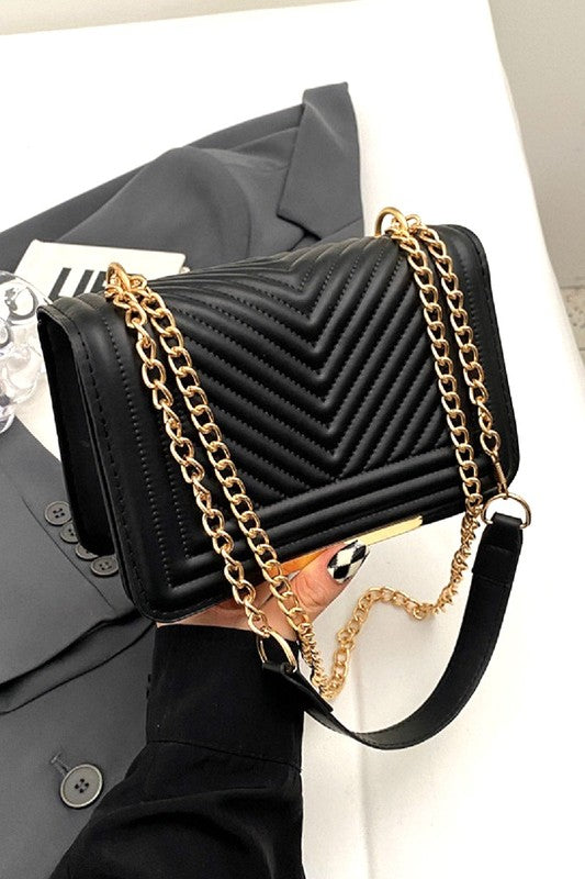 Faux Leather Chevron Crossbody
