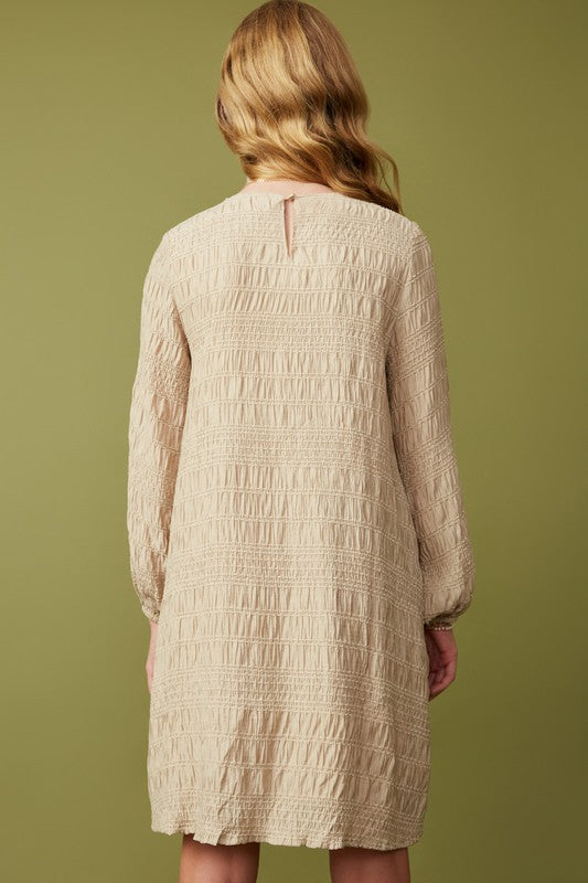 Girls Bow Detail Textured Dress