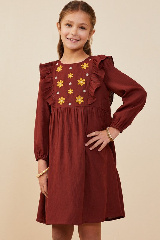 Girls Floral Embroidered Dress