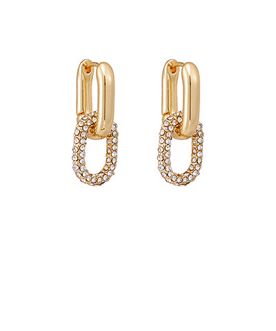 Crystal Beaded Oval Huggie