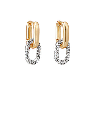 Crystal Beaded Oval Huggie