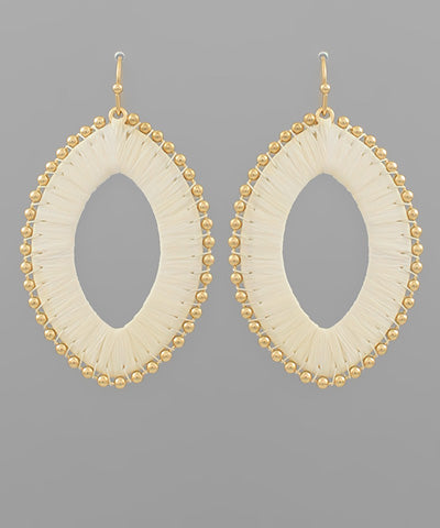 Wrapped Raffia Oval Earrings