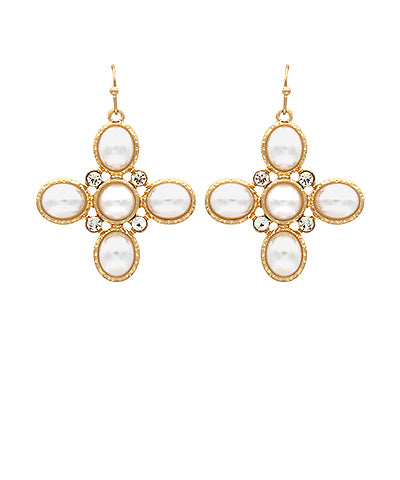 Antique Oval Pearl Cross Earrings