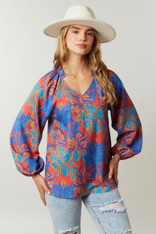 Floral V-Neck Top