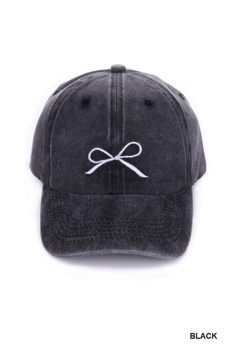 Bow Embroidered Ball Cap