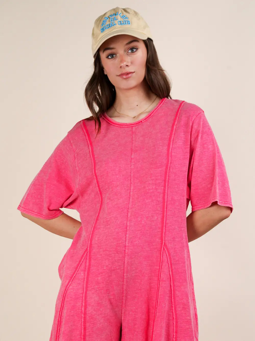Mineral Washed Oversized Knit Comfy Romper