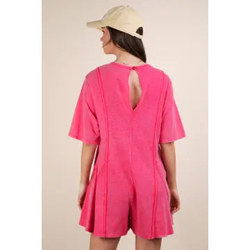 Mineral Washed Oversized Knit Comfy Romper