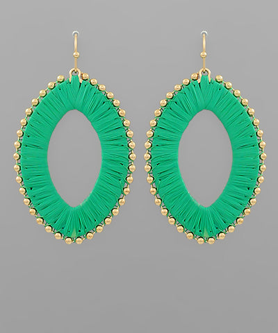 Wrapped Raffia Oval Earrings