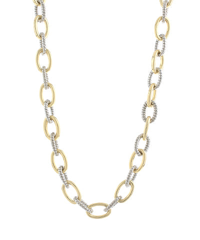 Two tone Oval Link Chain Necklace