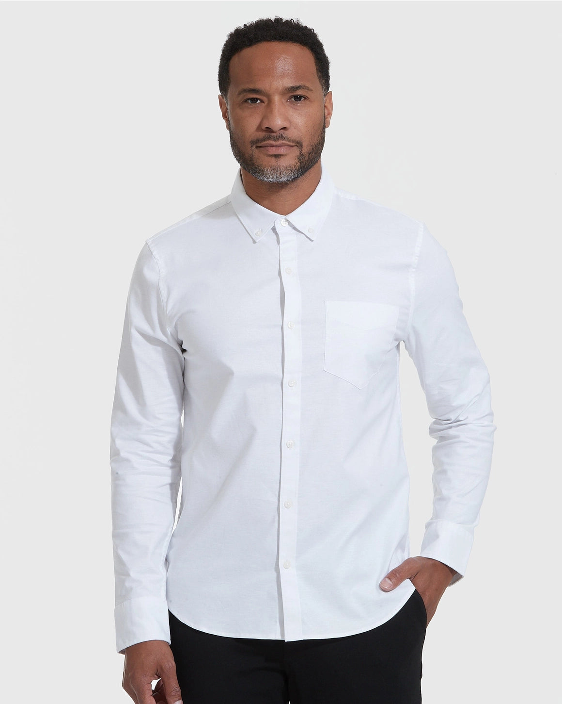 White LS Button Down