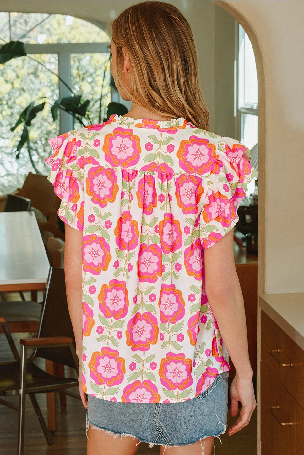 Floral Ric Rac Trim Top