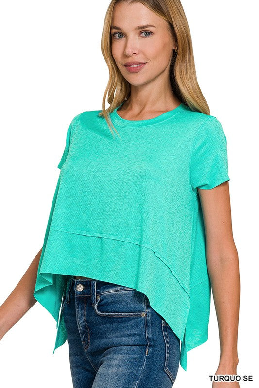 Zenana Shark Bite Side Slit Top