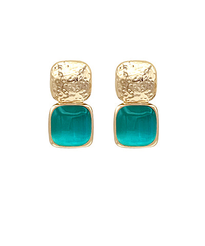 Bold Cat Eye Stone and Metal Earrings