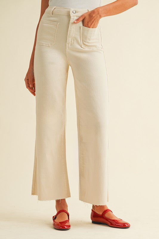 Front Two Pocket Stretch Wide Leg Denim Jeans