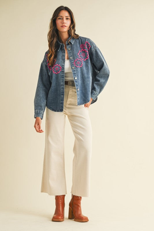 Front Two Pocket Stretch Wide Leg Denim Jeans