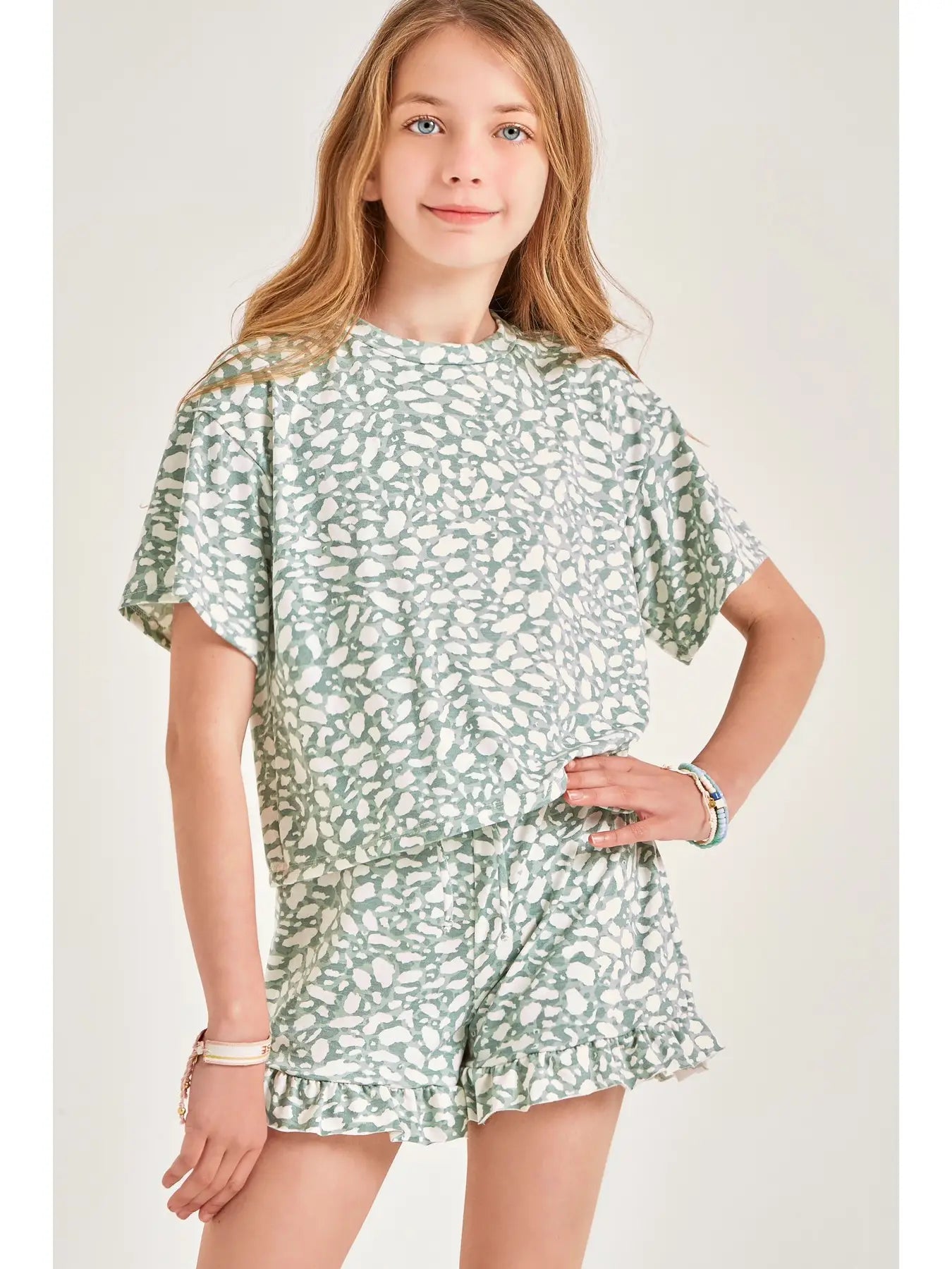 Girls Animal Print Short Set
