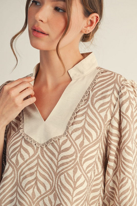 Collared Printed Top