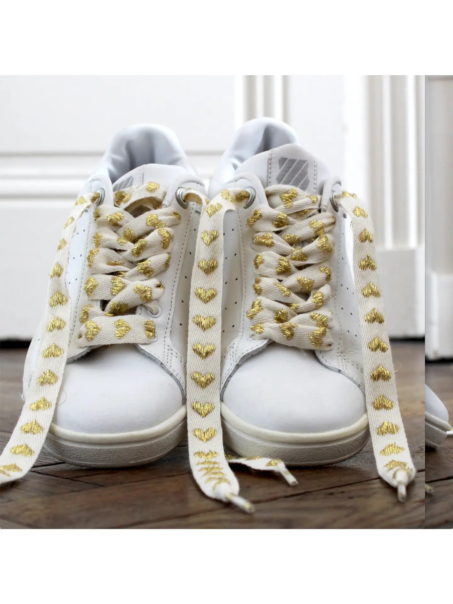 Linen Shoelaces with Golden Hearts