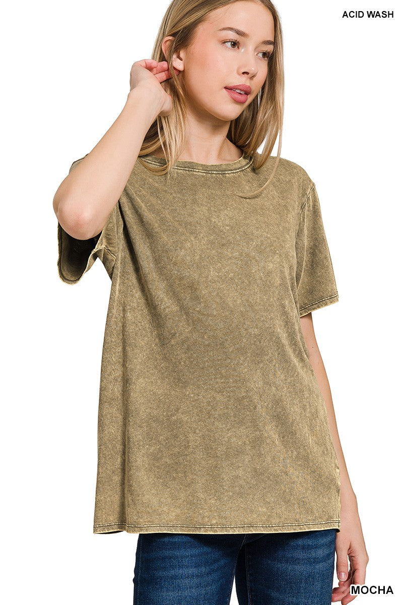 Zenana Washed Short Sleeve Top