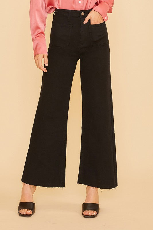 Front Two Pocket Stretch Wide Leg Denim Jeans