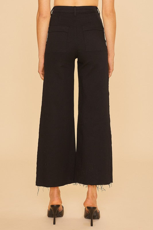 Front Two Pocket Stretch Wide Leg Denim Jeans