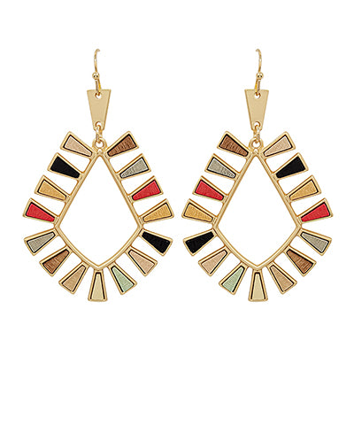 Wood Accent Geo Earrings